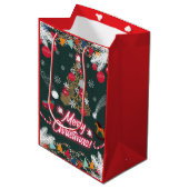 クリスマスの常緑の喜び ミディアムペーパーバッグ (正面アングル)