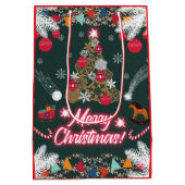 クリスマスの常緑の喜び ミディアムペーパーバッグ (裏面)