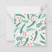 クリスマスの常緑の枝とホリーベリー ノートカード (裏面)