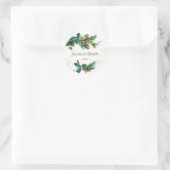 クリスマスの常緑の赤いベリーの冬の結婚式 ラウンドシール (バッグ)