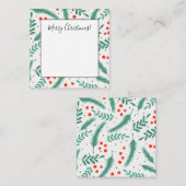 クリスマスの常緑樹の枝とホリーベリー ノートカード (正面/裏面)