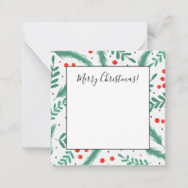 クリスマスの常緑樹の枝とホリーベリー ノートカード