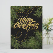 クリスマスの常緑樹の枝とライト カード (スタンド正面)
