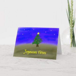 クリスマスの常緑樹-フランス語 シーズンカード