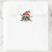 クリスマスの帽子が付いているボストンテリア スクエアシール (バッグ)