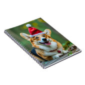 クリスマスの帽子で微笑む可愛いコルギ犬 ノートブック (右側)