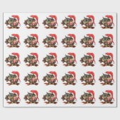 クリスマスの帽子とギフトの可愛いベビーフクロウ – 漫画 ラッピングペーパー (フラット)