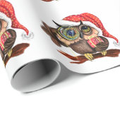 クリスマスの帽子とギフトの可愛いベビーフクロウ – 漫画 ラッピングペーパー (ロールコーナー)