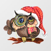 クリスマスの帽子とプレゼントに可愛いベビーフクロウ ウィンドウサイン (シート)