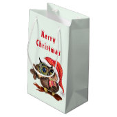 クリスマスの帽子とプレゼントに可愛いベビーフクロウ スモールペーパーバッグ (裏面アングル)