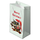 クリスマスの帽子とプレゼントに可愛いベビーフクロウ スモールペーパーバッグ (正面アングル)