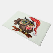 クリスマスの帽子とプレゼントに可愛いベビーフクロウ ドアマット (アングル)