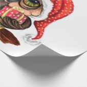 クリスマスの帽子とプレゼントに可愛いベビーフクロウ ラッピングペーパー (角)