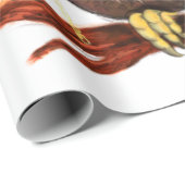 クリスマスの帽子とプレゼントに可愛いベビーフクロウ ラッピングペーパー (ロールコーナー)