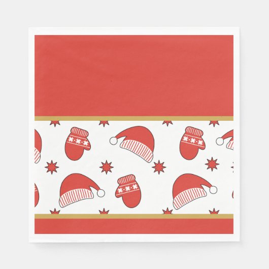 クリスマスの帽子とミトン スタンダードランチョンナプキン (正面)