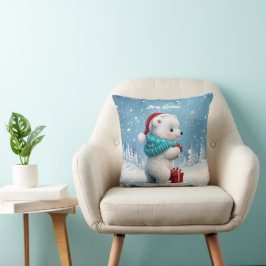 クリスマスの帽子と小さなかわいいベビークマ クッション