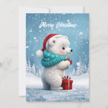 クリスマスの帽子と小さなかわいいベビークマ