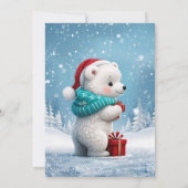 クリスマスの帽子と小さなかわいいベビークマ 招待状 (裏面)