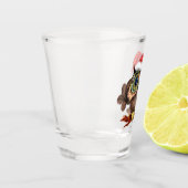 クリスマスの帽子と贈り物で可愛いベビーフクロウ絵画- s ショットグラス (左)