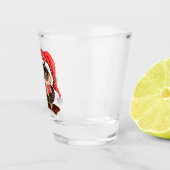 クリスマスの帽子と贈り物で可愛いベビーフクロウ絵画- s ショットグラス (右)