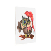 クリスマスの帽子と贈り物で可愛いベビーフクロウ絵画- s メタルプリント (3/4)