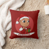 クリスマスの帽子の漫画とキュートなヒスパニックベビー クッション (ブランケット)