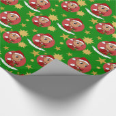 クリスマスの帽子の漫画とキュートなヒスパニックベビー ラッピングペーパー (角)