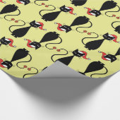 クリスマスの帽子の黒猫 ラッピングペーパー (角)