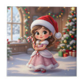 クリスマスの帽子をかぶったかわいい小さなプリンセス タイル (正面)