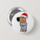 クリスマスの帽子をかぶったリラックスした犬 面白い Chill Guy 缶バッジ (正面&裏面)