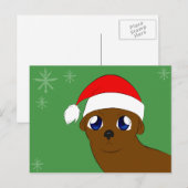 クリスマスの帽子をかぶった人 シーズンポストカード (正面/裏面)