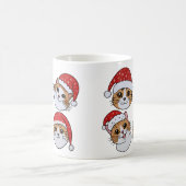 クリスマスの帽子をかぶった猫 コーヒーマグカップ (中央)