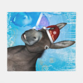 クリスマスの帽子を持つおもしろいなクリスマスのろば フリースブランケット (正面(横))