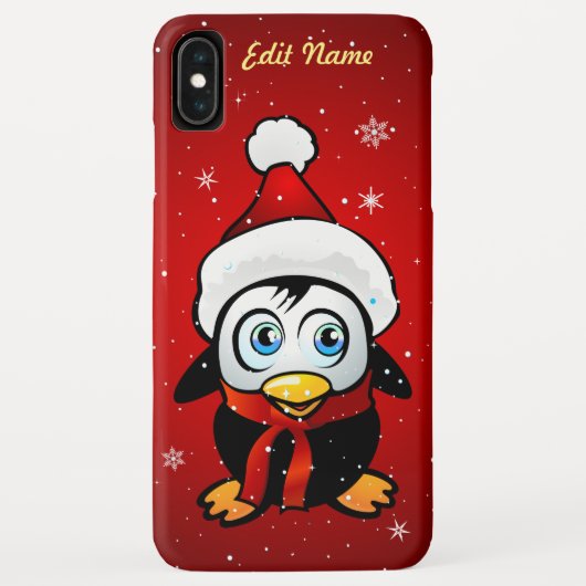 クリスマスの帽子を持つおもしろいなペンギン Case-Mate iPhoneケース (裏面)