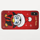 クリスマスの帽子を持つおもしろいなペンギン Case-Mate iPhoneケース (裏面(横))