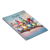 クリスマスの帽子を持つかわいいファンタジーの鳥 ノートブック (右側)