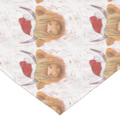 クリスマスの帽子を持つクリスマスの鳴き声の高地牛 ショートテーブルランナー (コーナー)