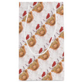 クリスマスの帽子を持つクリスマスの鳴き声の高地牛 スモールペーパーバッグ (裏面)