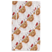 クリスマスの帽子を持つクリスマスの鳴き声の高地牛 スモールペーパーバッグ (正面)