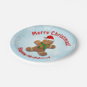 クリスマスの帽子を持つジンジャーブレッドマン ペーパープレート (アングル)