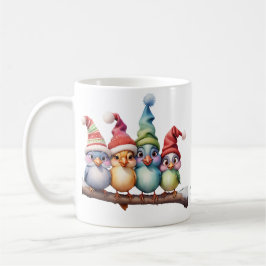 クリスマスの帽子を持つ可愛いファンタジー鳥。 コーヒーマグカップ