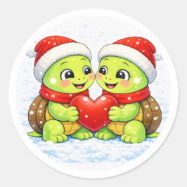 クリスマスの帽子ラブ ラウンドシール