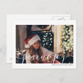 クリスマスの平和と喜びのタイポグラフィ写真 ポストカード (正面/裏面)