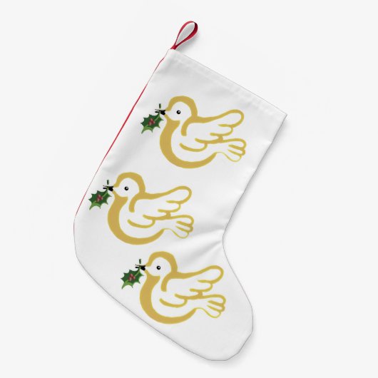 クリスマスの平和の鳩 スモールクリスマスストッキング (正面 (吊り時))