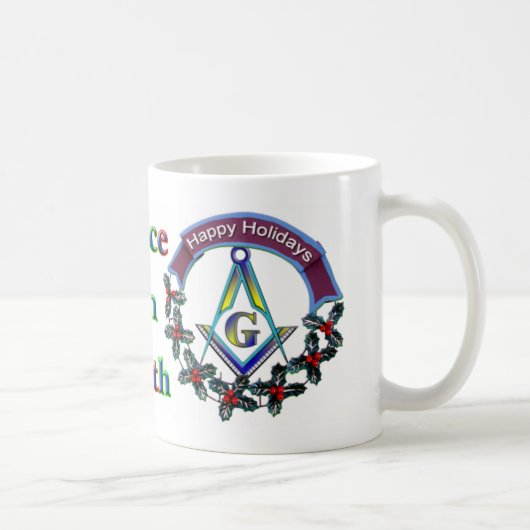 クリスマスの平和フリーメーソンのマグかステイン コーヒーマグカップ (右)