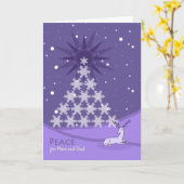 クリスマスの平和ママとパパ、バイオレット色 カード (黄色い花)