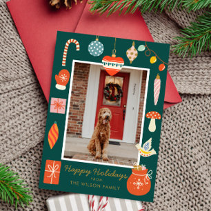 クリスマスの幸せなオーナメント かわいい家族の写真 休日 シーズンカード