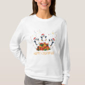 クリスマスの幸せなペンギンのギフトパーティー Tシャツ (正面)