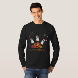 クリスマスの幸せなペンギンのギフトパーティー Tシャツ