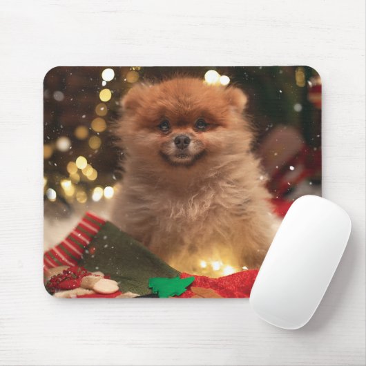 クリスマスの幸せな子犬 マウスパッド (マウス)